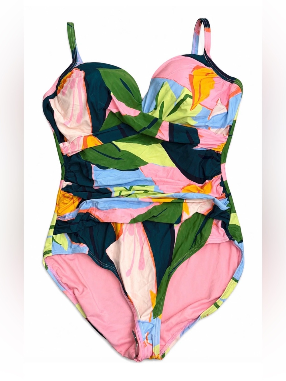 NWT SOMA FLIRTY FLORA DARK SEA TWIST FRONT ONE PIECE SWIMSUIT SZ 14